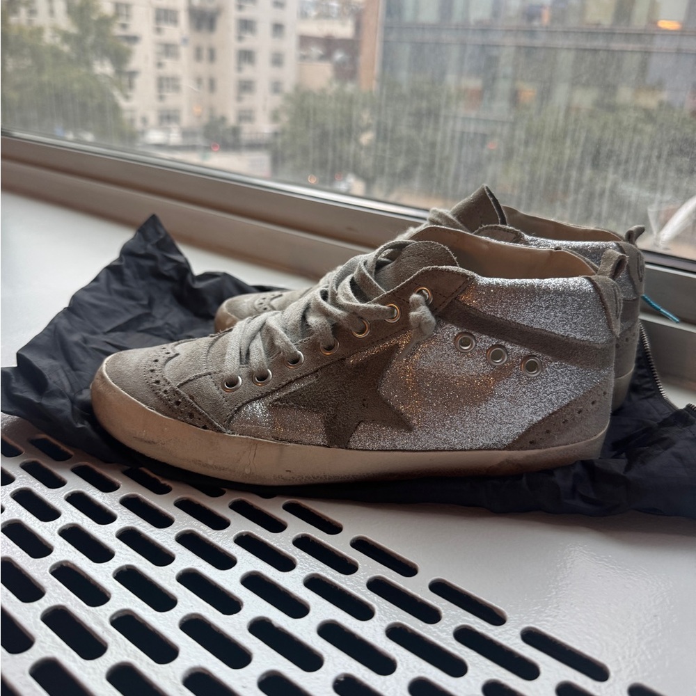 Golden Goose Gray and Silver Sneakers